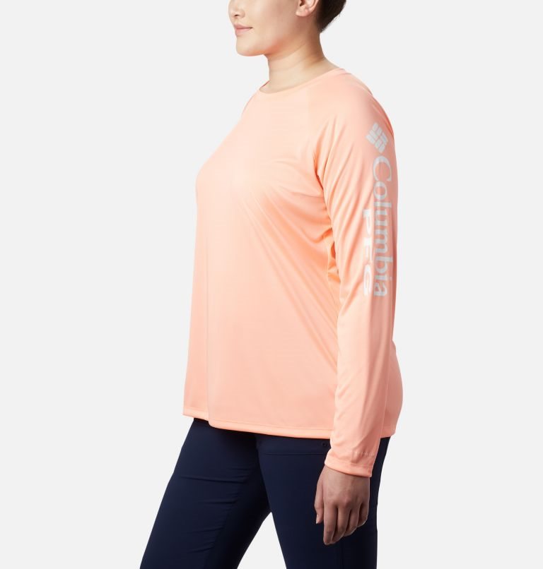 Women's Columbia PFG Tidal Tee II Long Sleeve Sweatshirts Pink | Plus Size CA-WLAC0